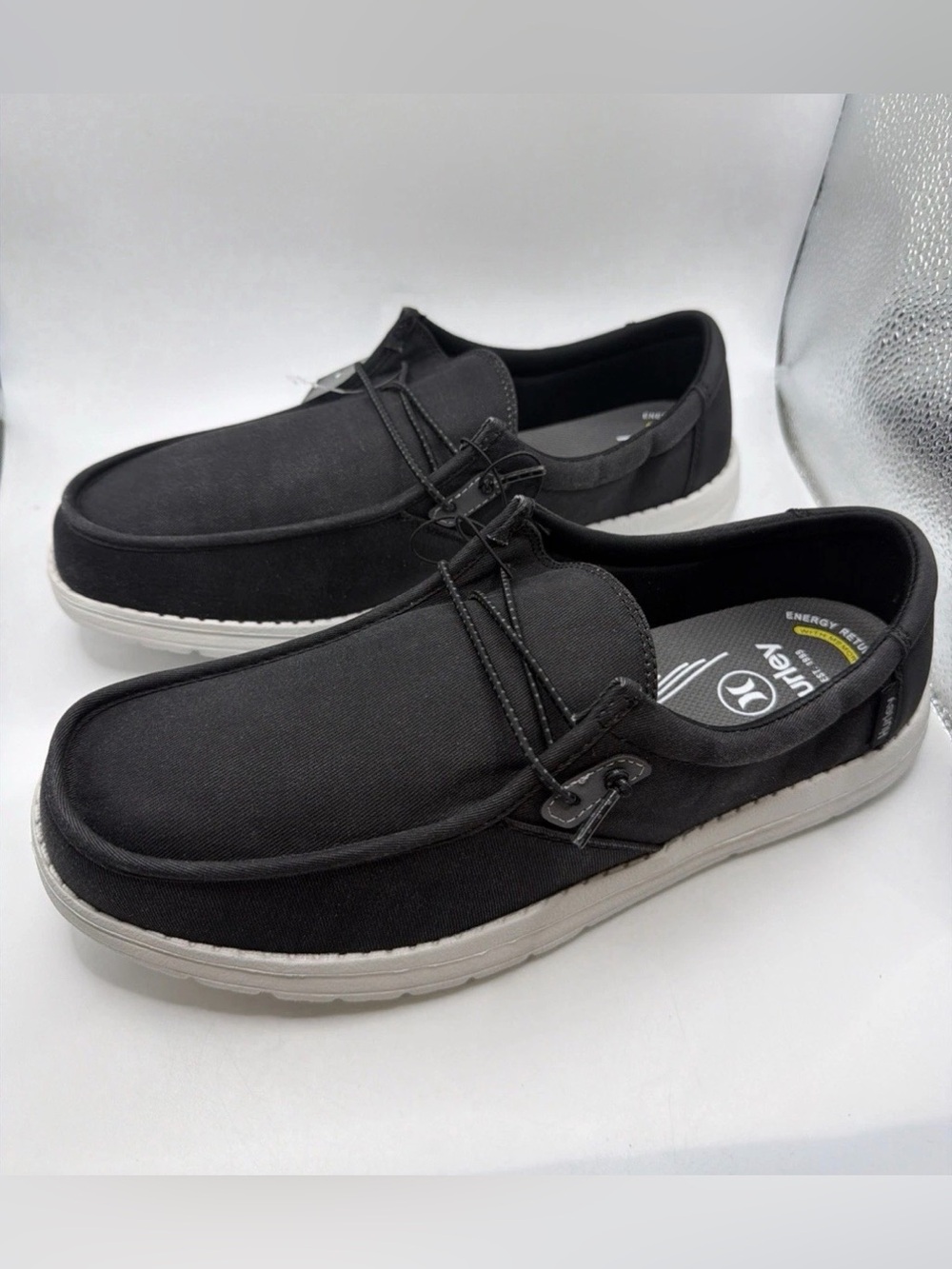 Hurley Nesota Men's Black Canvas Slip-On Square Toe US 12 Memory Foam
